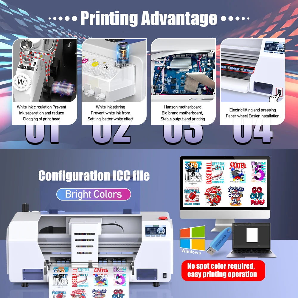 FREE SHIPPING USA Warehouse Cheap A3 Epson XP600 Head 33CM Pet Film with Oven Printer Package Flatbed DTF Printer for T-Shirt