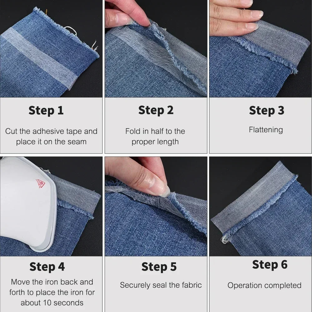 60M Double-sided Non-woven Interlining Adhesive Tape Iron On Hem Tape Edge Shorten Repair Pants For Hats Clothes DIY Sewing Tool