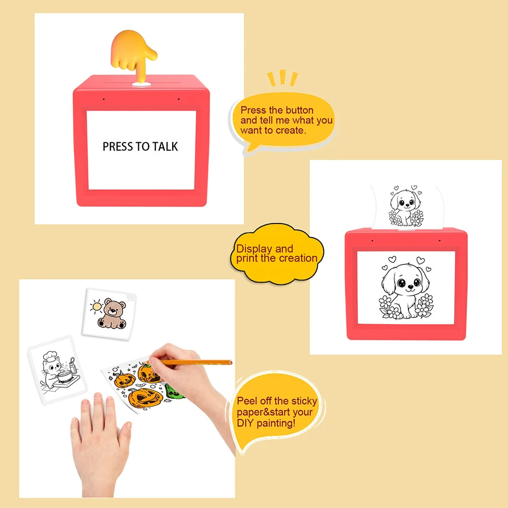 AI New Magic Box Voice Text Picture Printing Mini Thermal Printer WIFI Connect To Mobile Phone Parent-child Interaction Portable