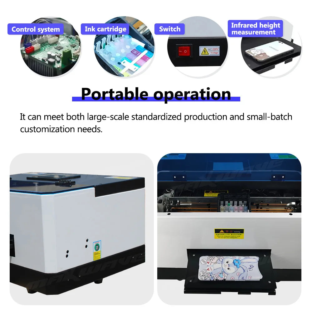 DTF A5 UV LED Phone Case Printer Machine Kit Curing Lamp, Software for Small Business Custom Case Production iPhone Android