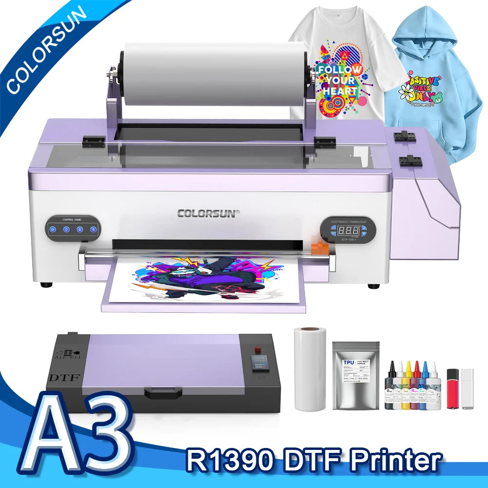Colorsun A3 DTF Printer Impresora A3 DTF T-Shirts Printing Machine Direct to Film A3 DTF Printer For T-Shirts Bags Hoodies