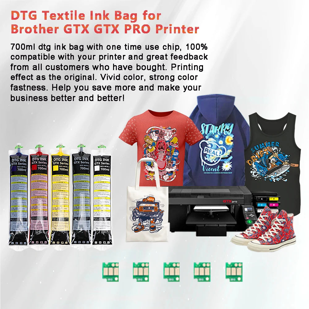 Winnerjet GTX ink bag 700ml High quality DTG Textile ink For Brother GTX-422 GTX-423 GTX-425 GTX-600 GTX PRO Brother printer ink