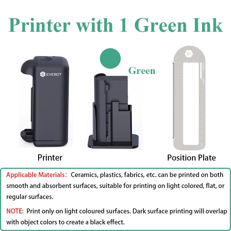 EVEBOT PRINTIND Handheld Inkjet Printer for Any Surface 1.02 Inch Nozzle Upgraded Portable Bluetooth Wireless Smart Printer