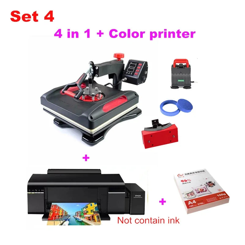 8 In 1 Combo Sublimation Printer Heat Transfer Heat Press Machine For DIY Cap Mug Plate T-shirts Bottle Phone Case Hot Stamping