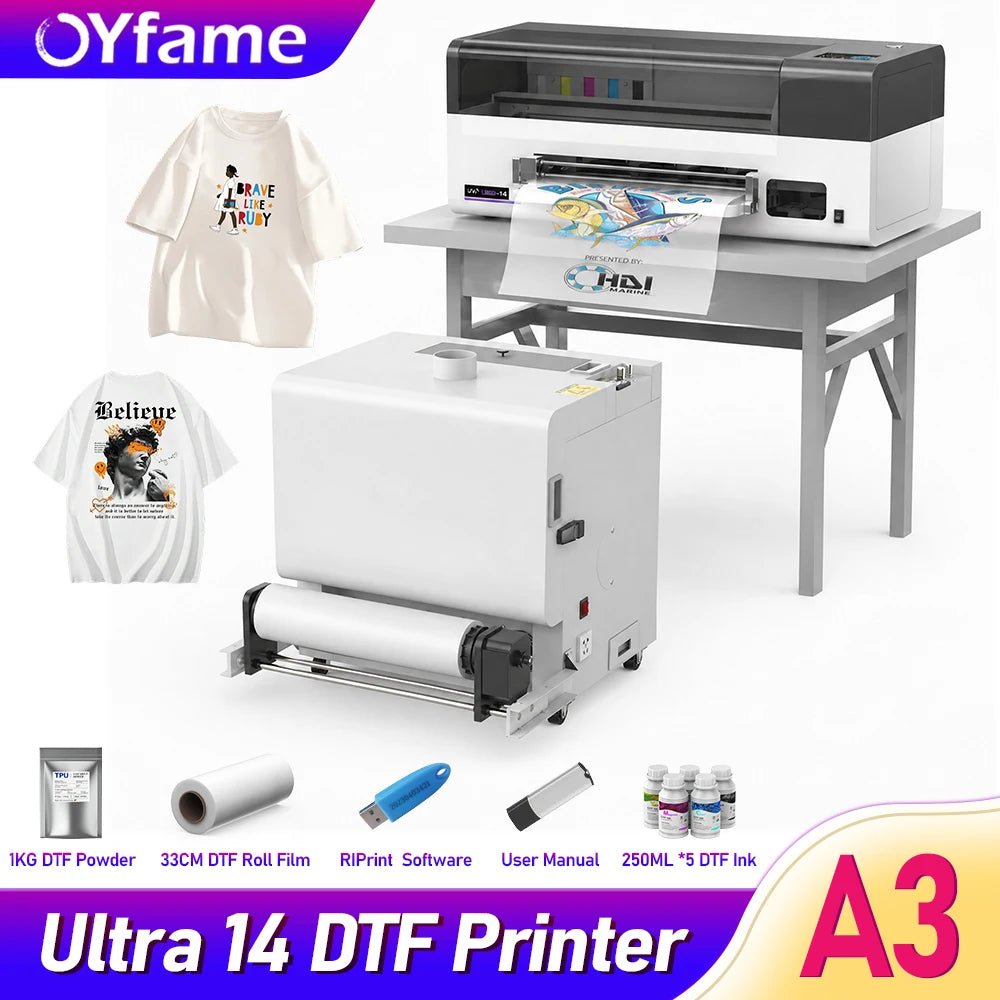 OYfame 14 Inch DTF Printer For XP600 A3 Impresora DTF Directly To Film DTF Transfer Printer Clothes t shirt Printing Machine A3