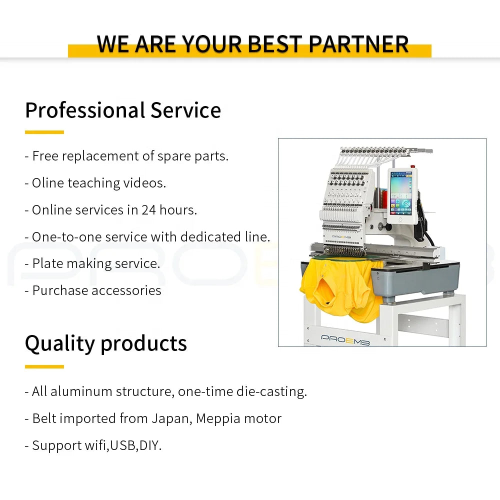 For New Large Area High Quality Computerized Single Head Embroidery Machine 10" LCD Touch Screen Multifunctional for Cap