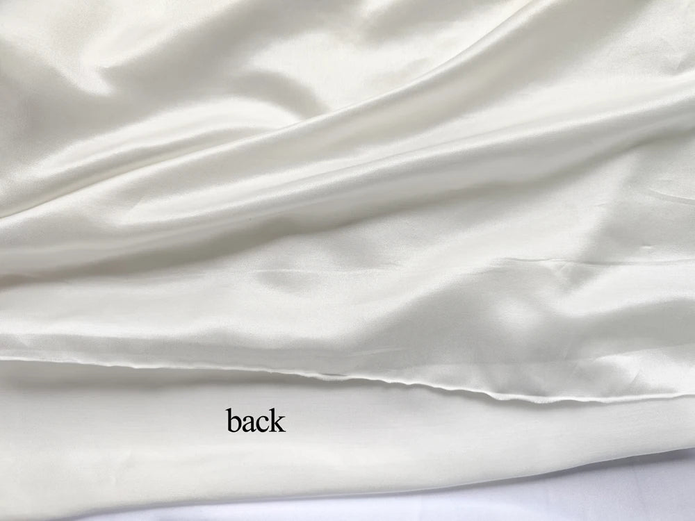 55'' Wide 16.5 Momme Ivory White Charmeuse Silk Cotton Satin Fabric for Bridal Gowns And Evening Wear