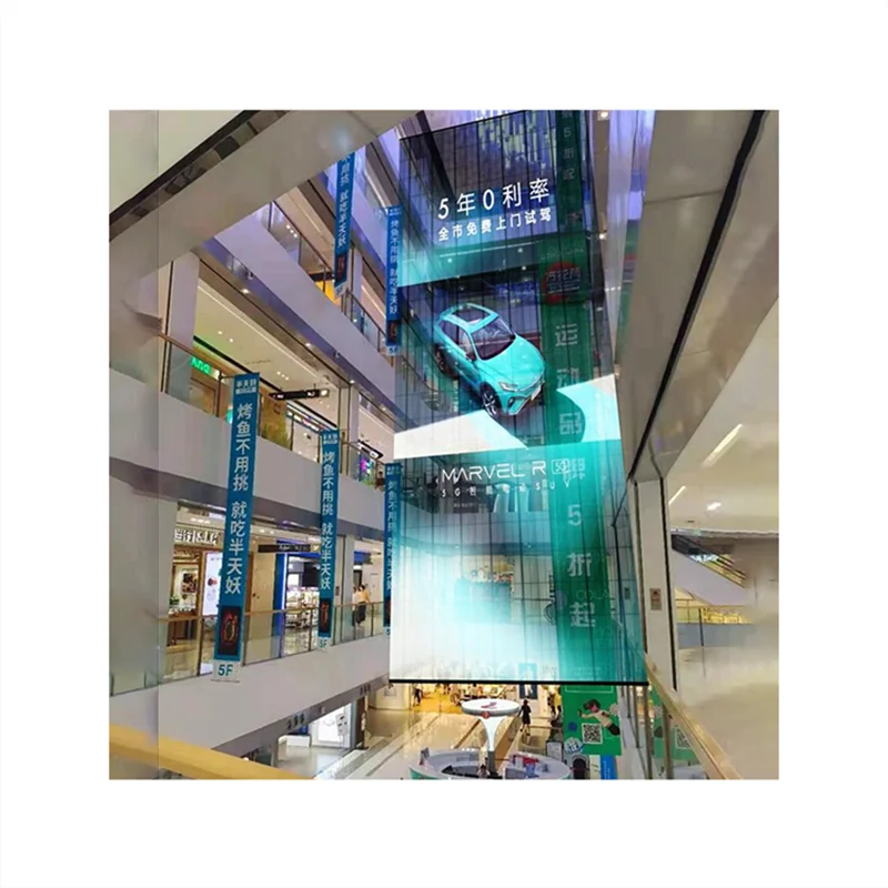 Indoor/Outdoor Custom Holographic Invisible Transparent Screen Mounted on Glass Player 3d Video Led Display Film Screen for Stor