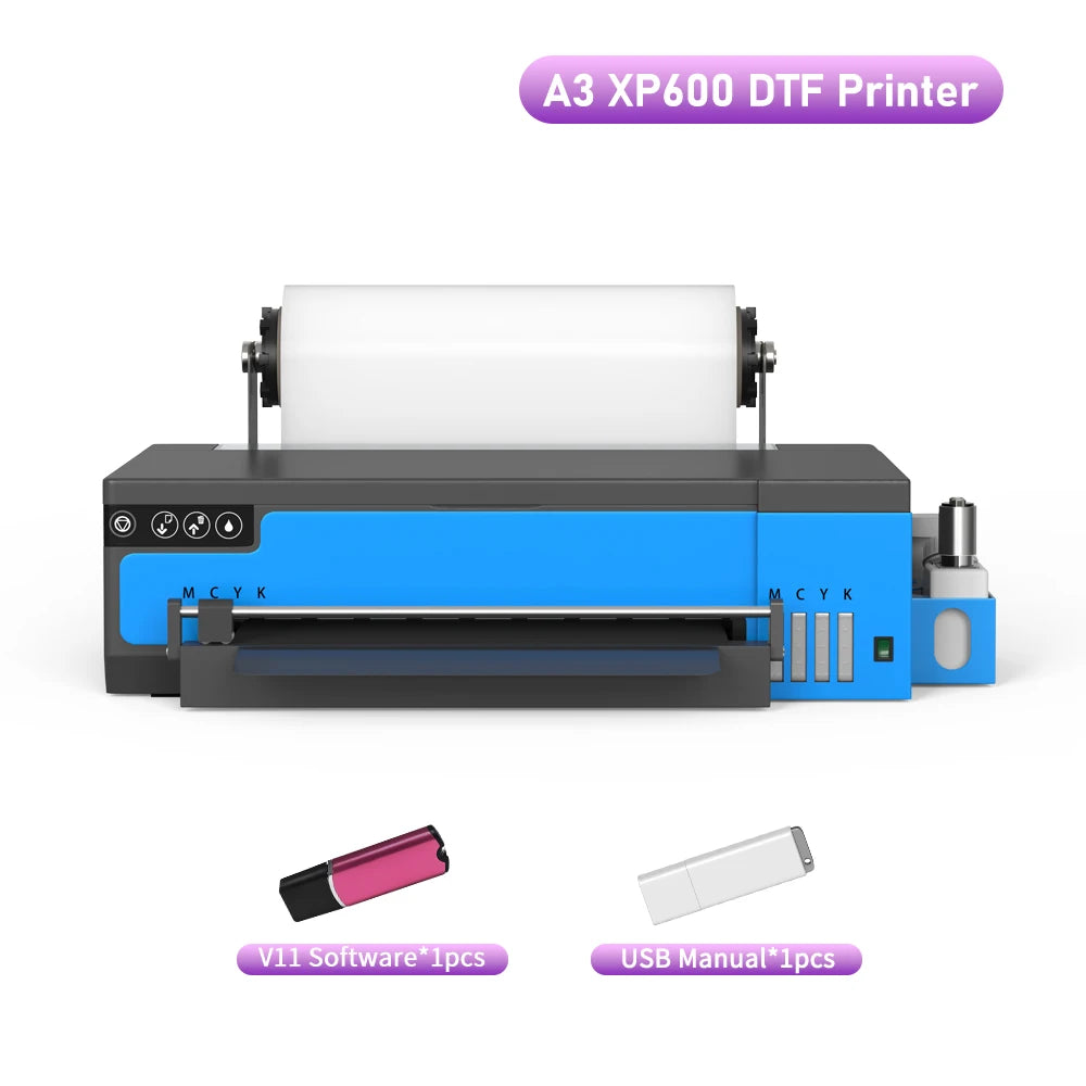 A3 DTF Printer For Epson XP600 Impresora dtf a4 with Roll Feeder Direct to Film Transfer Printer Clothes tshirt Printing Machine