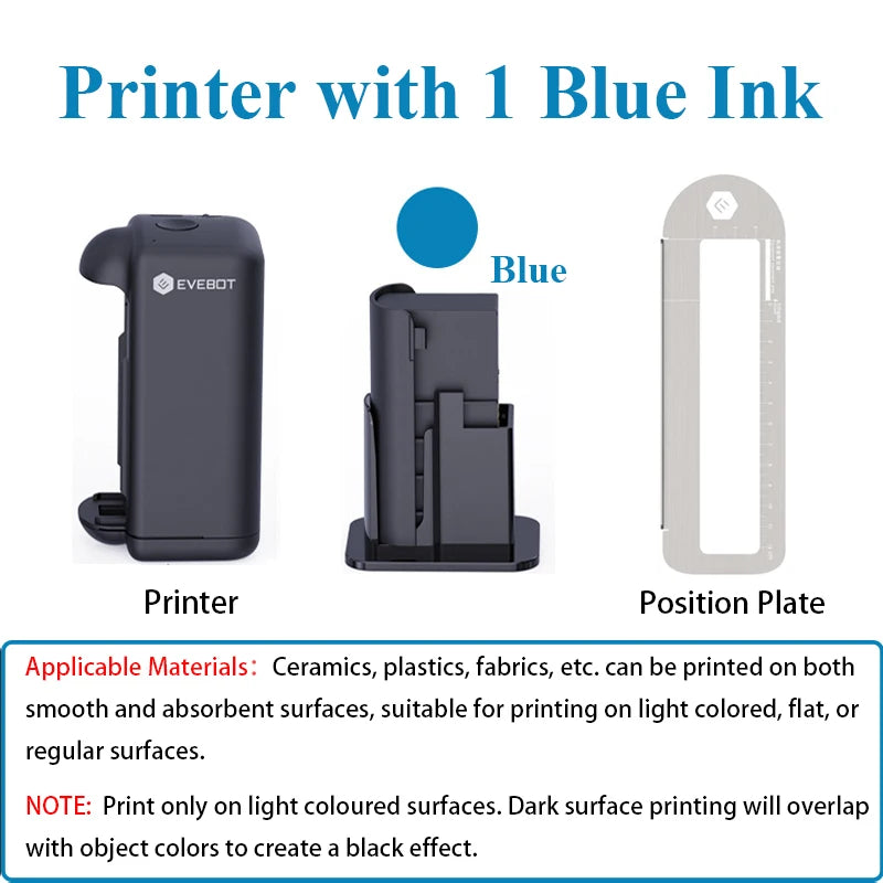 EVEBOT PRINTIND Handheld Inkjet Printer for Any Surface 1.02 Inch Nozzle Upgraded Portable Bluetooth Wireless Smart Printer