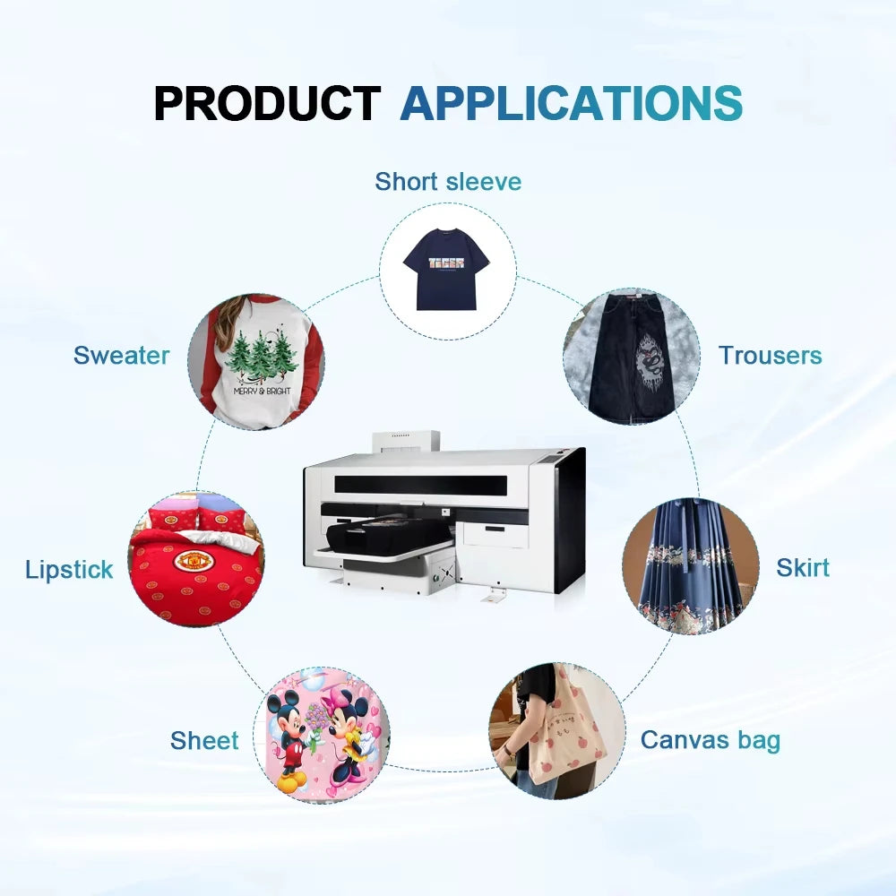 Guangzhou Manufacturer Automatic Digital DTG T-Shirt Inkjet Printer 4Pcs I3200 Printheads A3 Dimension Fabrics Printing Machine