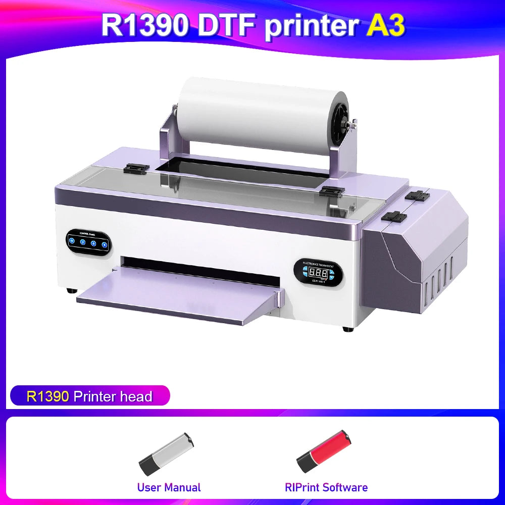 OYfame A3 Impresora dtf R1390 DTF Printer with Oven A3 Transfer Printer Machine Direct to Film With White Ink Circulation System