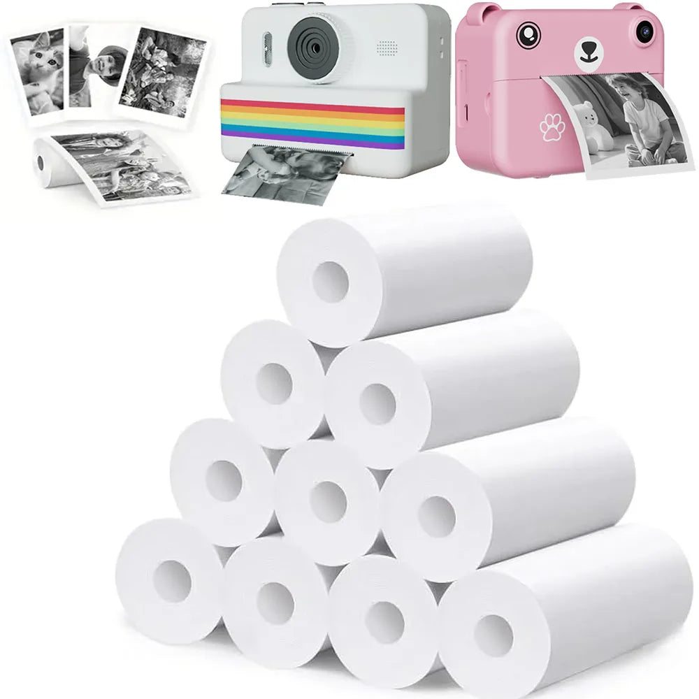 5/10 Rolls Kids Instant Camera Refill Print Paper Film Coreless Thermal Print For 57mm Portable Cash Registers Mobile Printer