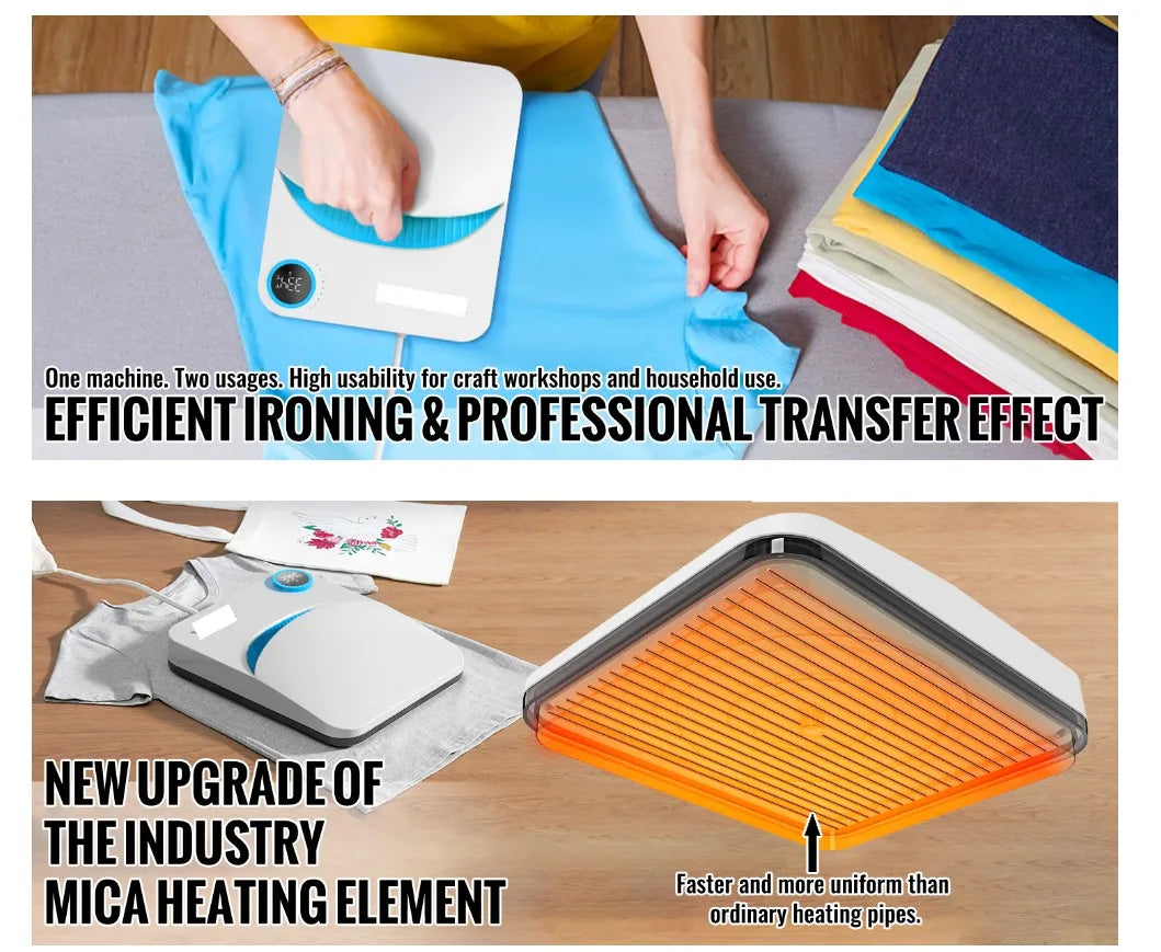 9x9/12x10 inch Portable Heat Press Machine DIY Shirt Printing Multifunctional Sublimation Transfer for HTV Vinyl T-shirt Bag