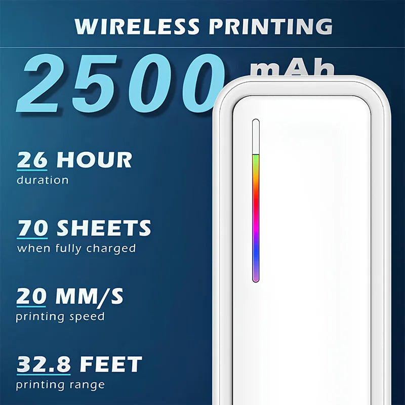 Portable A4 Thermal Printer Bluetooth Photos PDF Document Printing Machine Folded Rolls Paper For Office Work Home School Travel