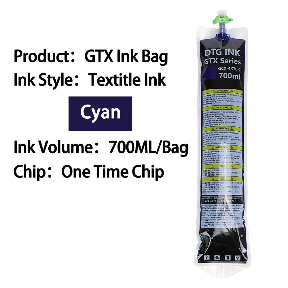 Winnerjet 700ML/Bag DTG Textile Ink Bag With Chip For Brother GTX-422 GTX-423 GTX-425  GTX  GTX PRO printer