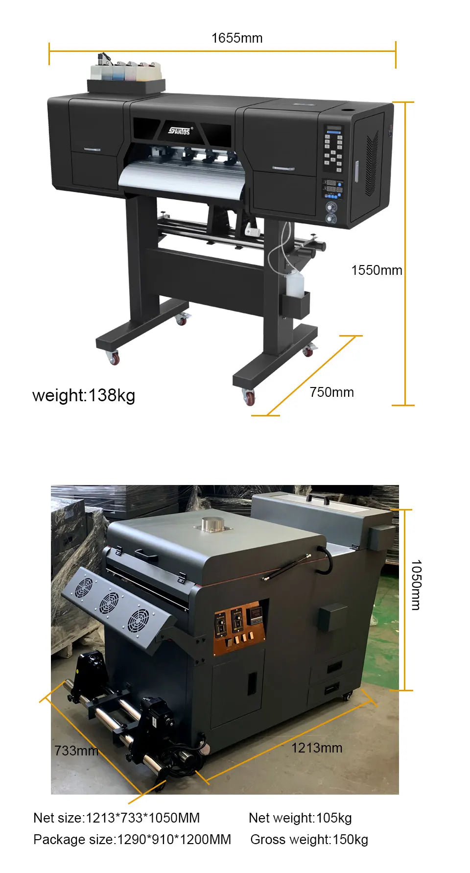60cm Dtf Printer With Dual XP600 Printhead Heat Transfer Film Pet Film Printing Machine A1 24inch Dtf Printer With Powder Shaker