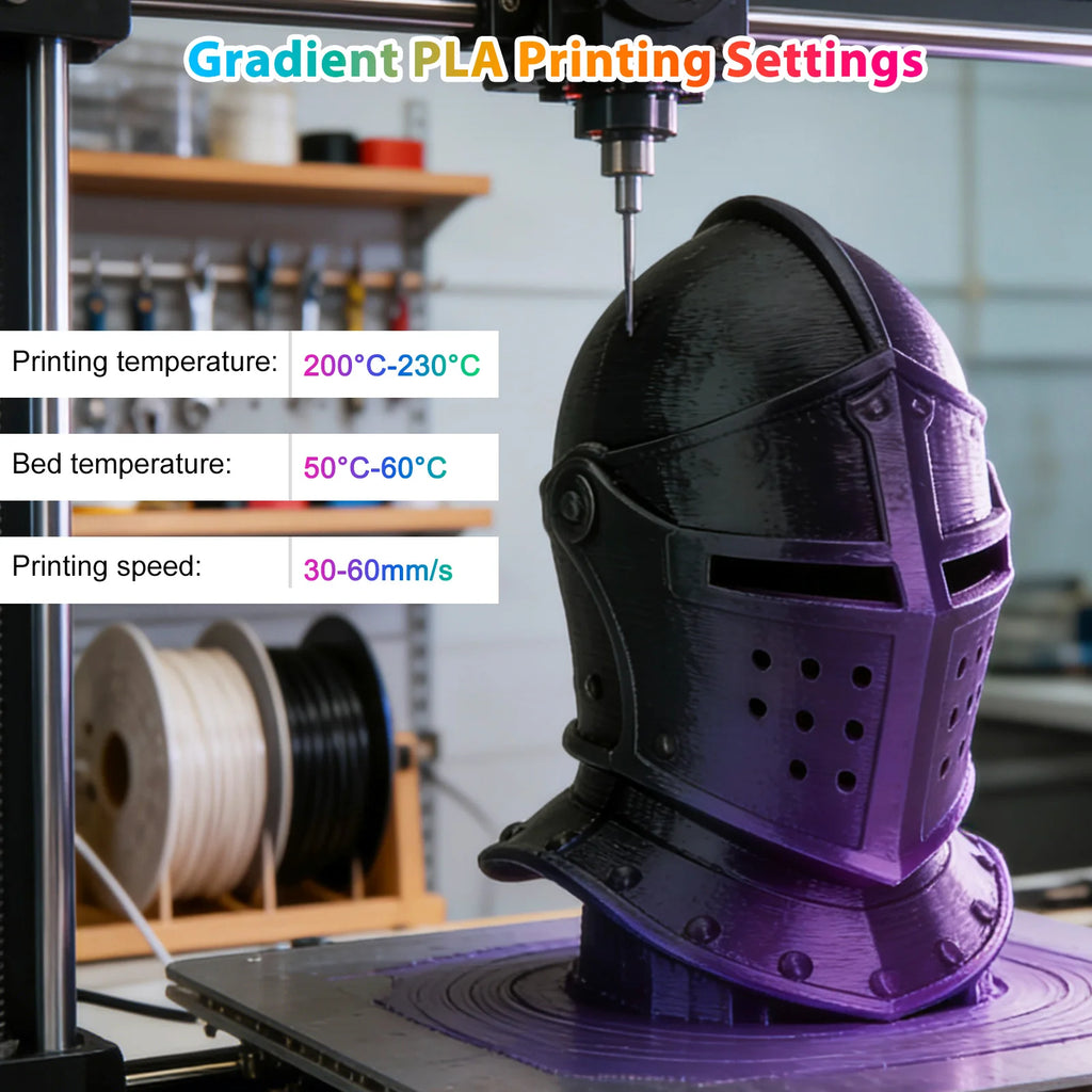 Silk PLA Dual Color Filament 1.75mm 3D Printer Filament, Coextrusion Black Purple Metal-Like Shiny PLA Filament, 250g (0.55lbs)
