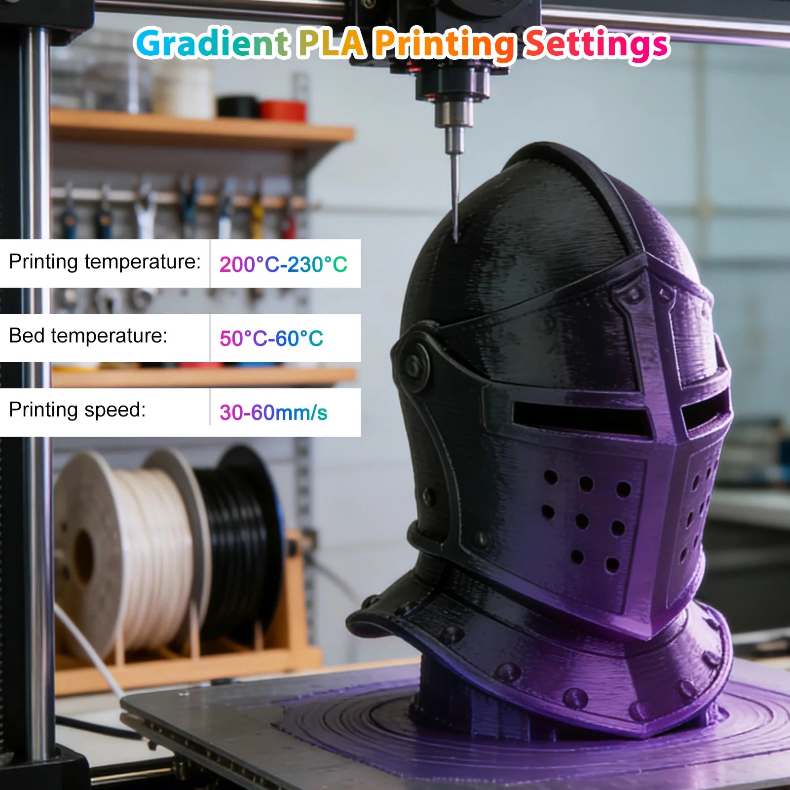 Silk PLA Dual Color Filament 1.75mm 3D Printer Filament, Coextrusion Black Purple Metal-Like Shiny PLA Filament, 250g (0.55lbs)