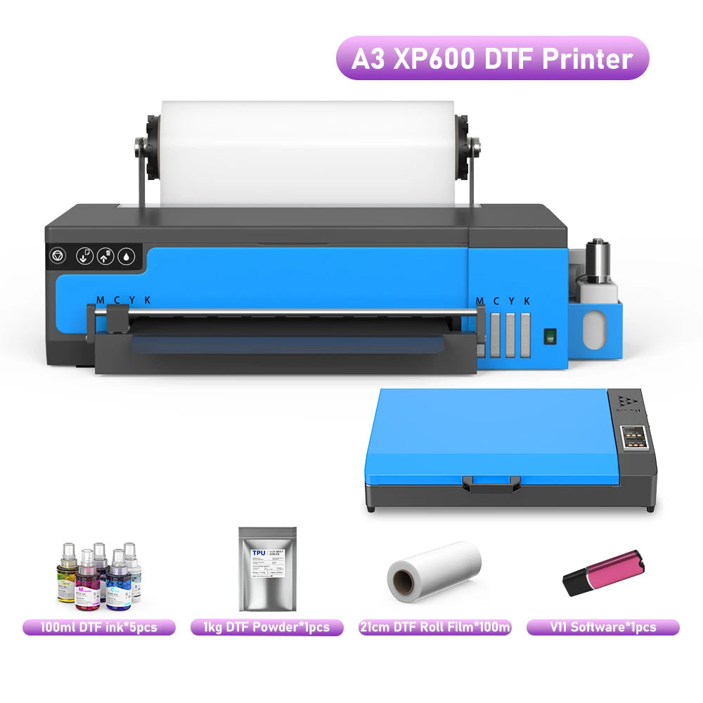 A3 DTF Printer For Epson XP600 Impresora dtf a4 with Roll Feeder Direct to Film Transfer Printer Clothes tshirt Printing Machine
