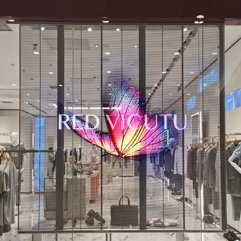 Indoor/Outdoor Custom Holographic Invisible Transparent Screen Mounted on Glass Player 3d Video Led Display Film Screen for Stor