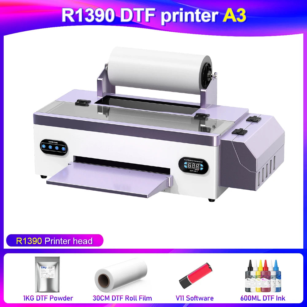 OYfame A3 Impresora dtf R1390 DTF Printer with Oven A3 Transfer Printer Machine Direct to Film With White Ink Circulation System