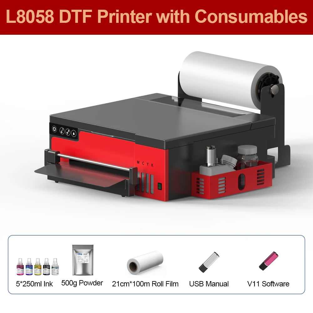 A4 DTF Printer XP600 Printhead 21cm Direct to Film Transfer DTF Machine for Dark Light T-shirt Textile Garment Clothes PET Film