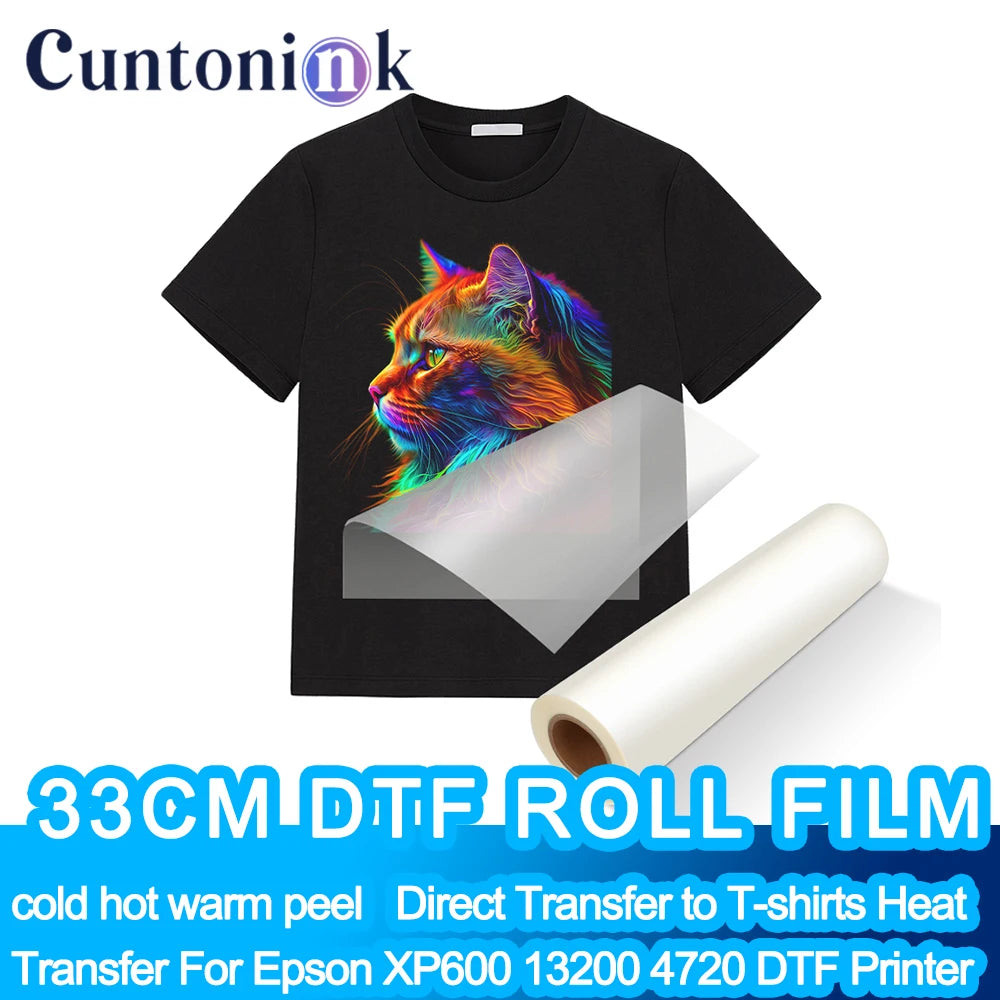 33cm DTF PET Film Roll Direct Transfer to T-shirt Heat Transfer DTF Printer A3 A2  cold hot warm peel