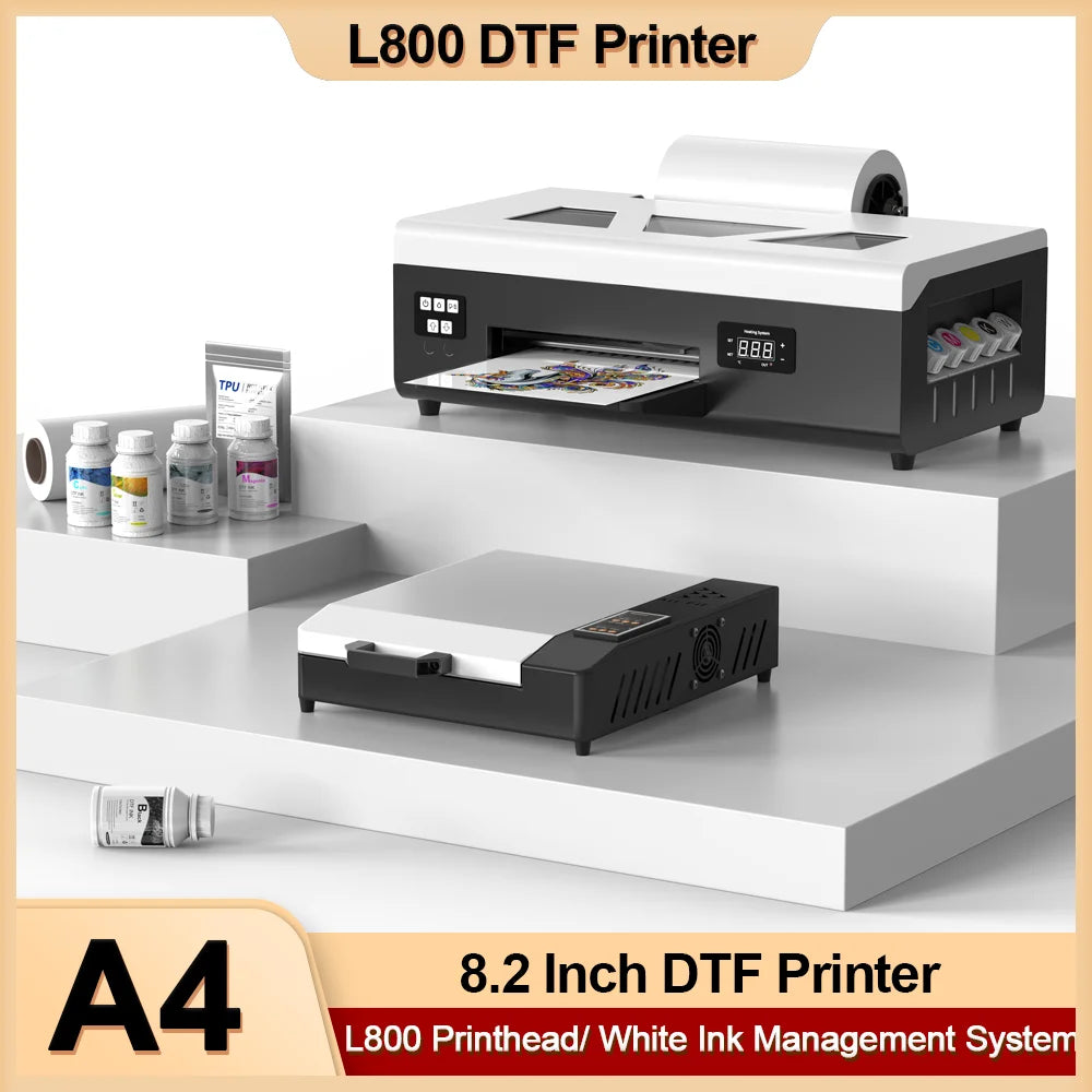 A4 DTF Printer L805 Printhead 21cm 8.2" Roll to Roll Direct to Film Transfer DTF Printing Machine for T-shirt Textile Clothes