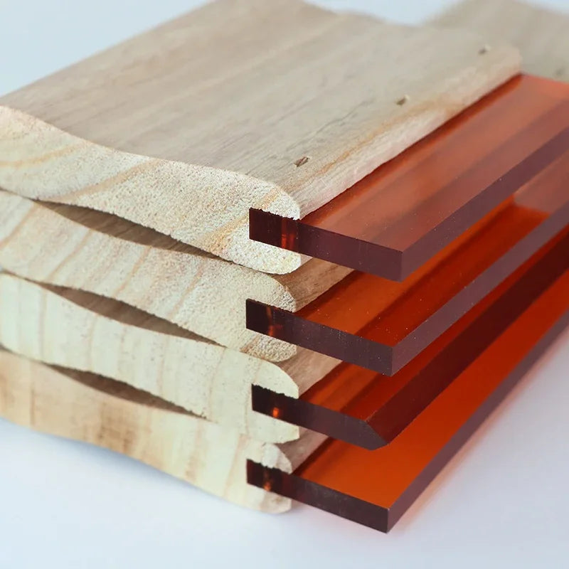 Screen Printing Squeegee with Wooden Anti-Slip Handle, High-Elastic Silicone Blade, Water-oil dual use, Anti-stick, Easy clean