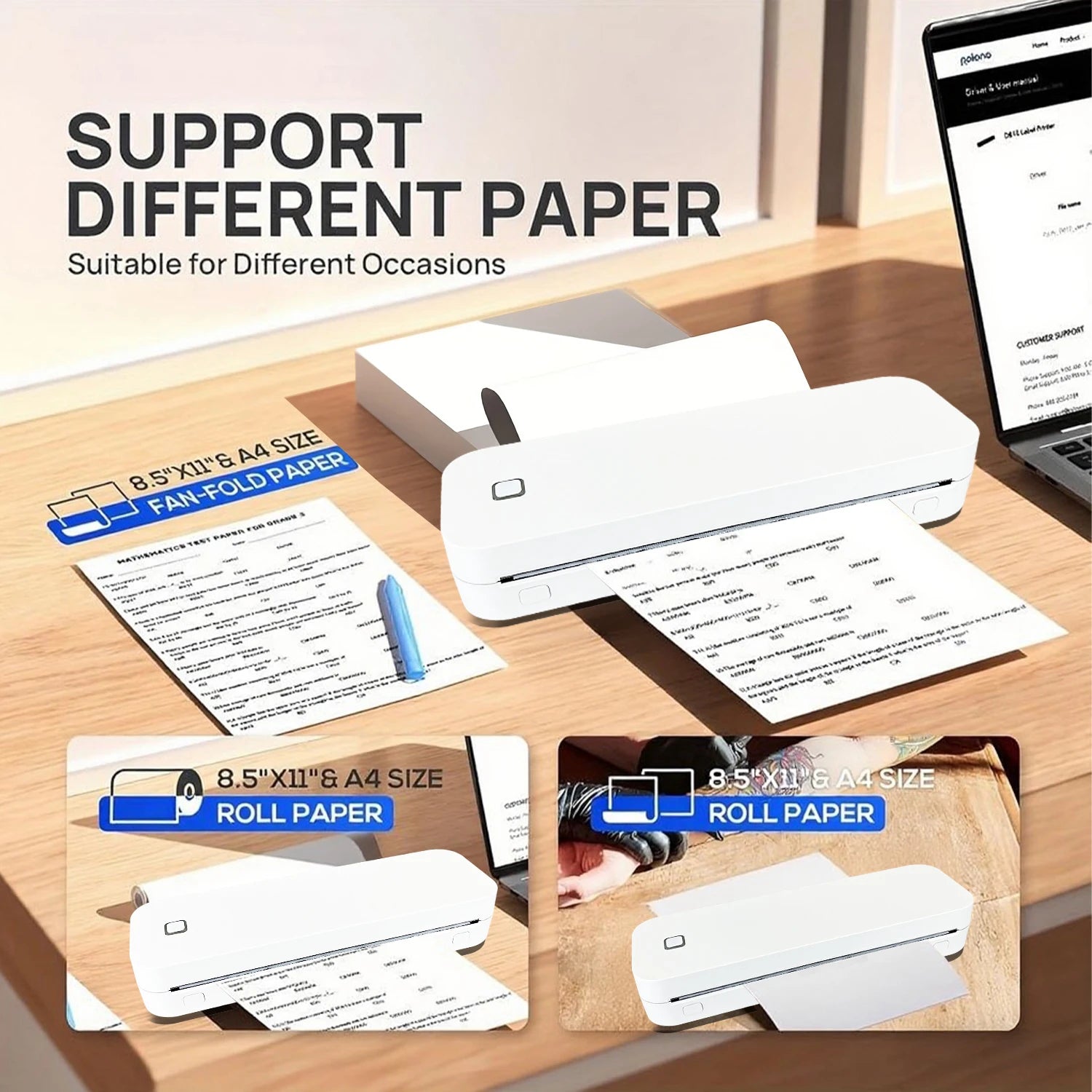 Marklife Thermal A4 Paper Printer D210 Portable Bluetooth Thermal Tattoo PrinterCompatible ios/Android For Home School Office