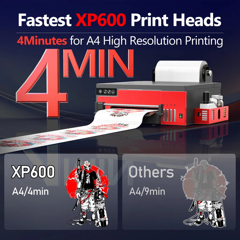 A4 DTF Printer XP600 Printhead 21cm Direct to Film Transfer DTF Machine for Dark Light T-shirt Textile Garment Clothes PET Film