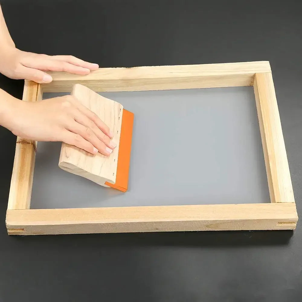Screen Printing Squeegee with Wooden Anti-Slip Handle, High-Elastic Silicone Blade, Water-oil dual use, Anti-stick, Easy clean