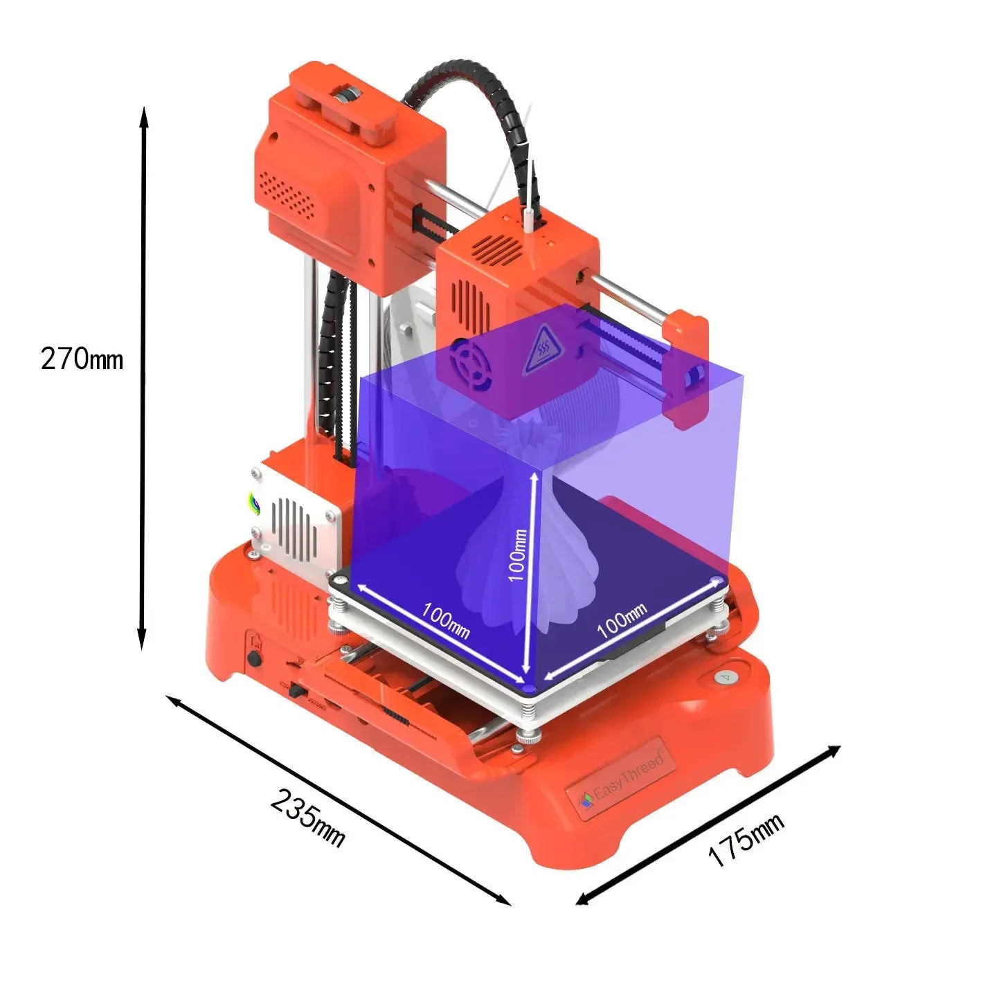 EasyThreed K7 3D Mini Printer 100x100x100mm No Heated Bed One-Key Printe with TF Card PLA Filament Simple Small Printing Machine
