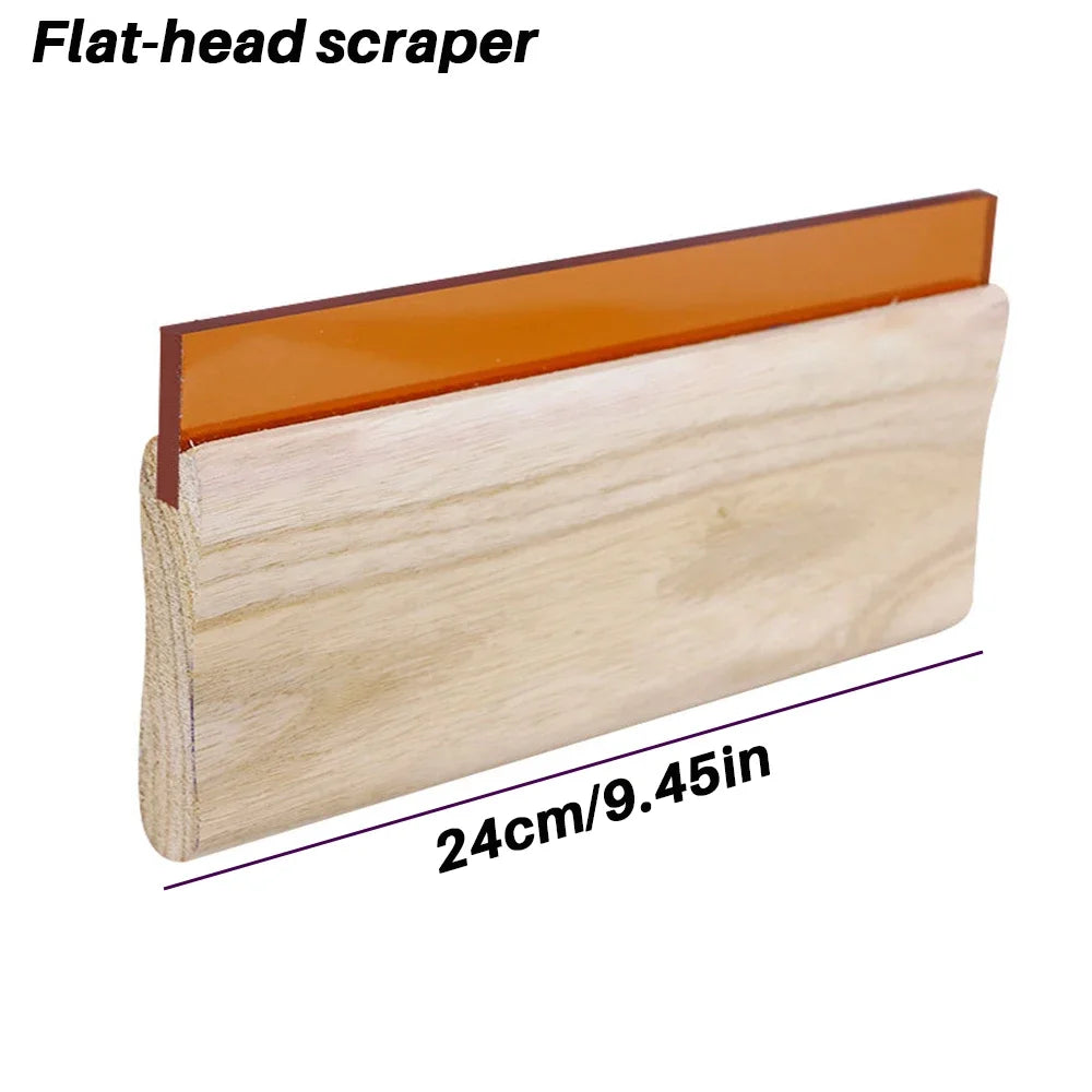 Screen Printing Squeegee with Wooden Anti-Slip Handle, High-Elastic Silicone Blade, Water-oil dual use, Anti-stick, Easy clean