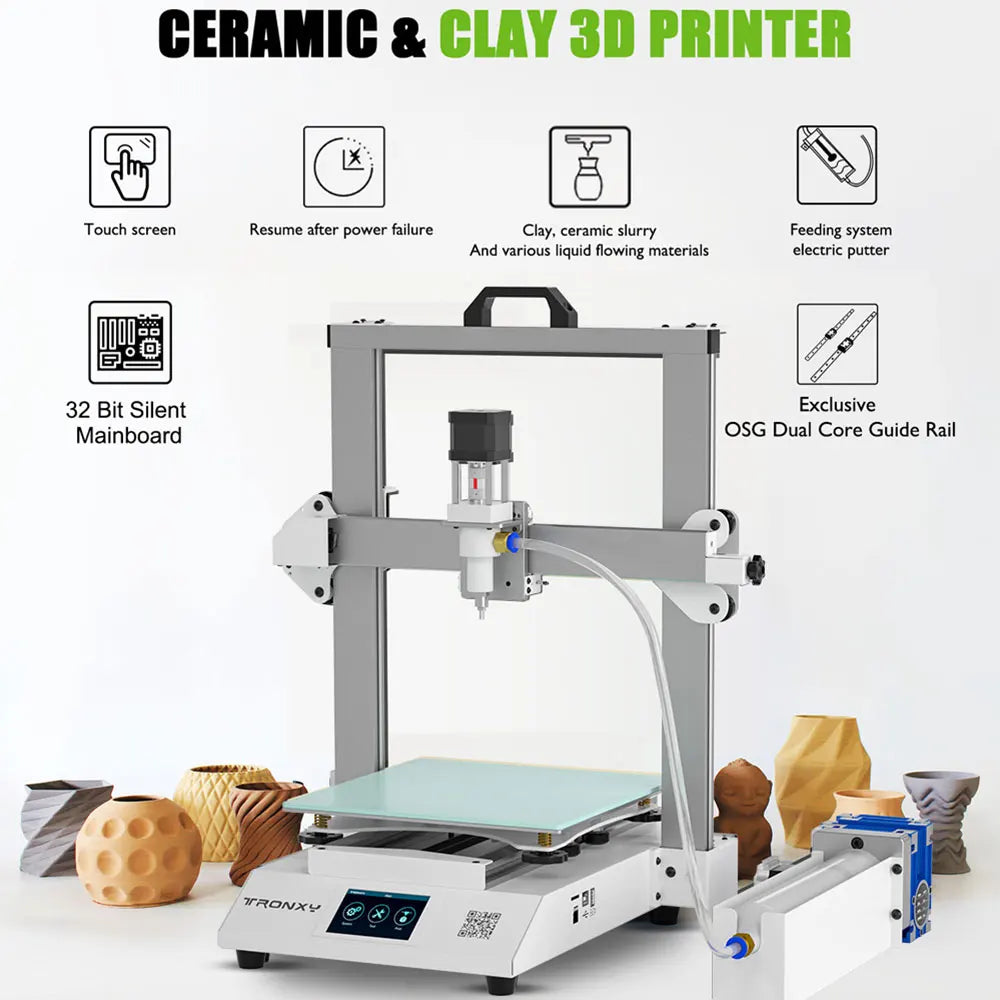 2024 Tronxy Ceramic Clay 3d Printer Moore 2 Pro Exclusive OSG Dual Core Guide Rail High Quality Print 32 Bit Silent Mainboard
