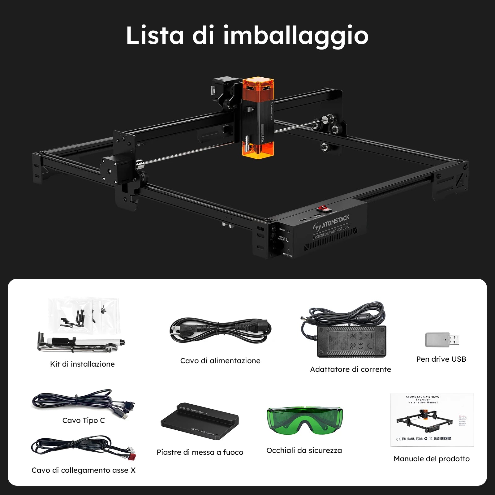 ATOMSTACK A10 Pro V2 Laser Engraving Wood Machine 12W CNC DIY high speed Laser Printer Cutter Engraver 410*380mm Engraver Area