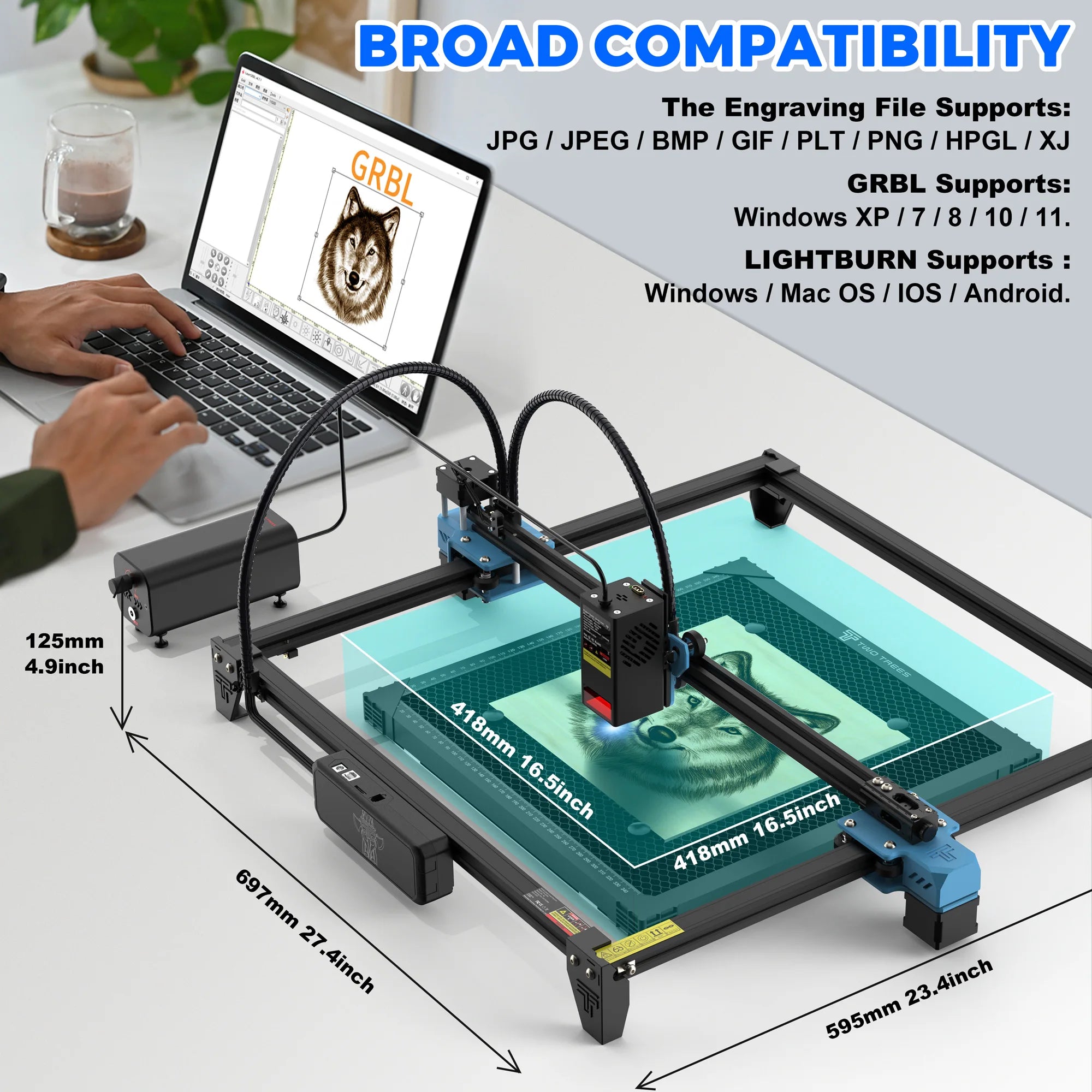 TwoTrees 130W CNC Laser Engraving Machine TTS-20 PRO APP Wifi Control Glass Metal Laser Engraver Wood Leather Cutting Machine