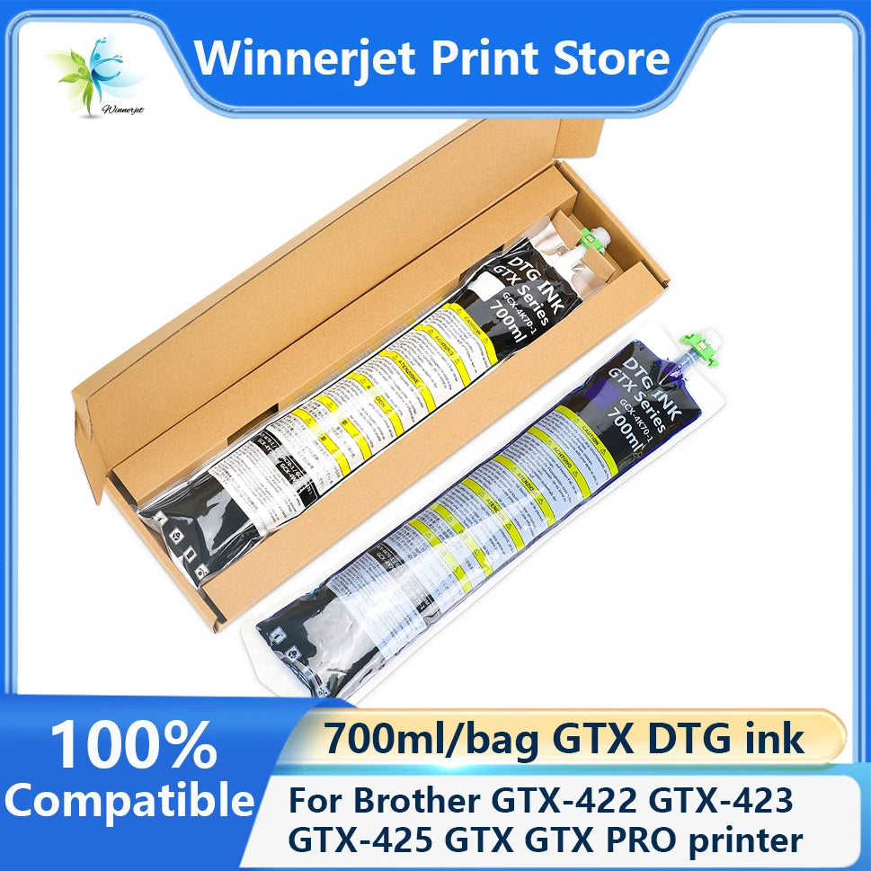 Winnerjet 700ML/Bag DTG Textile Ink Bag With Chip For Brother GTX-422 GTX-423 GTX-425  GTX  GTX PRO printer