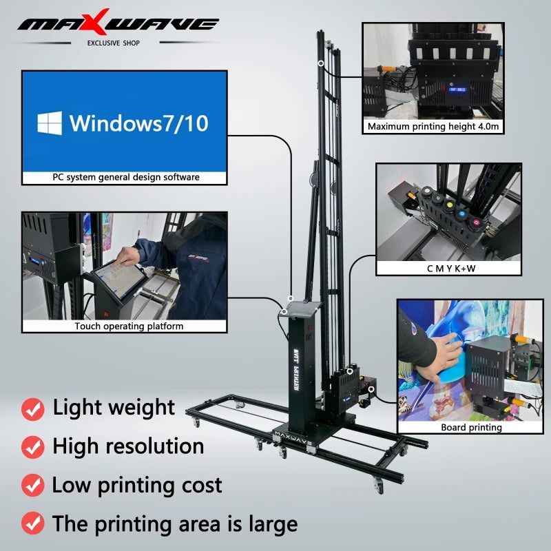 3D Wall Printer UV Flat Smart Vertical Wall Printer Large format Digital Varnish Inkjet Printing Machine Direct to Wall Artwork