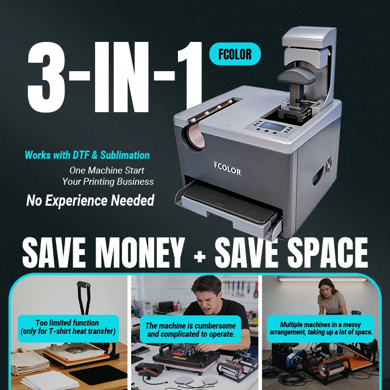 Multi Function 3 in 1 Heat Press Machine for Small Business T Shirt Mug Cap Heat Transfer DTF Sublimation