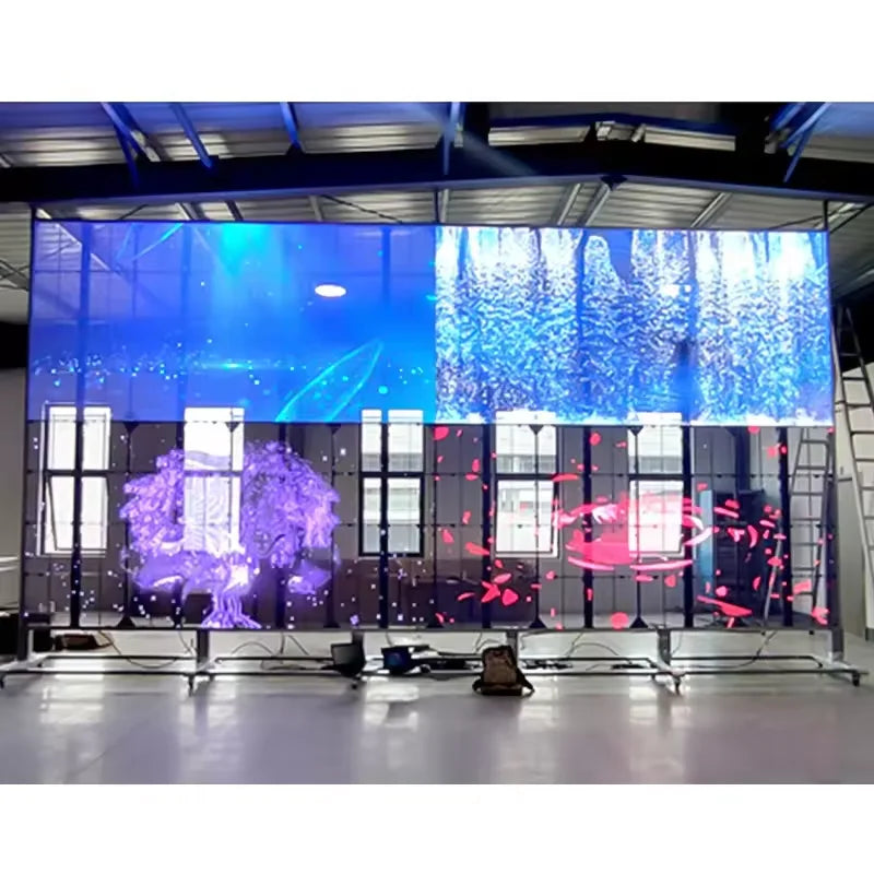 Indoor/Outdoor Custom Holographic Invisible Transparent Screen Mounted on Glass Player 3d Video Led Display Film Screen for Stor