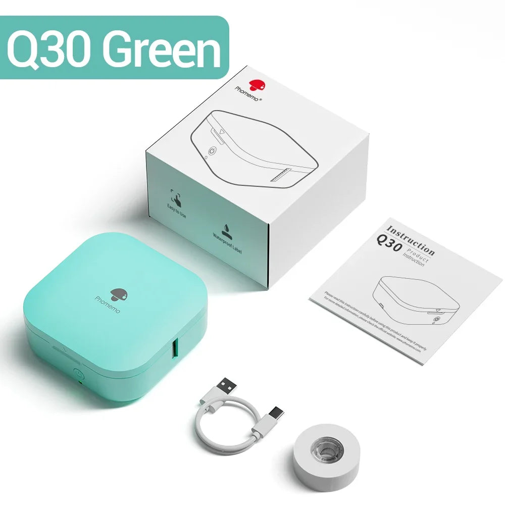 [New] Phomemo Q30 Portable Mini Label Maker Wireless bluethooth Handle Label Printer Tape Included Multiple Template Black