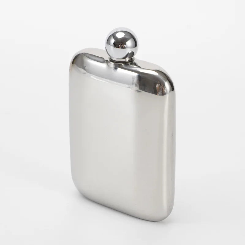 Thickened 304 Stainless Steel Shaped Wine Bottle Square 6-Ounce Portable Wine Bottle Spherical Cap