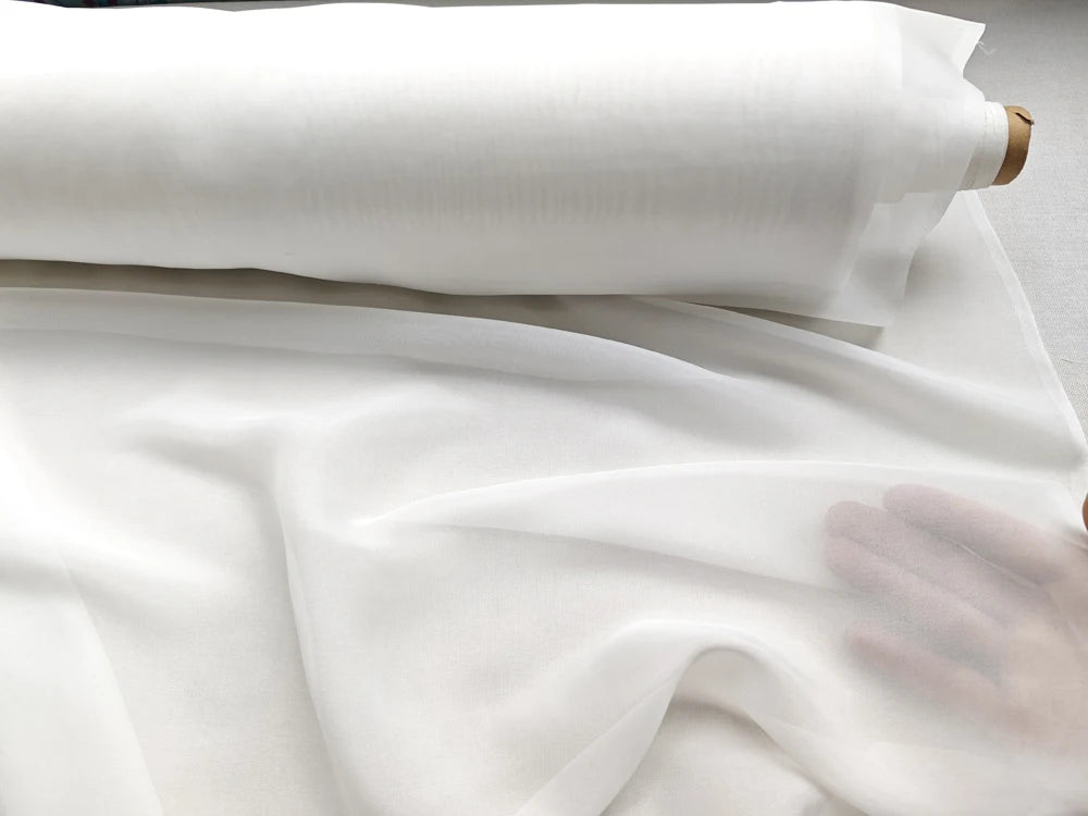 53'' Wide By Meters Mulberry Silk Cotton Chiffon Gauze Ivory Natural White Silk Fabric Wedding, Scarf, Lining