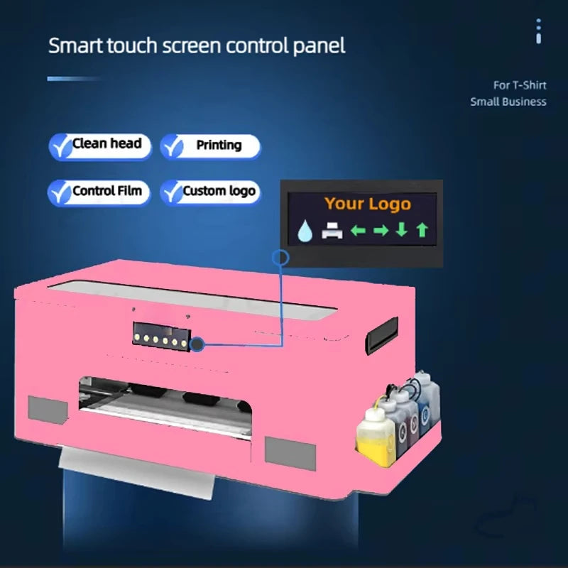2025 Pink Digital  A3 DTF Printer XP600 Pet Film 13Inch Dtf Printer With Pink Oven for Any Textile