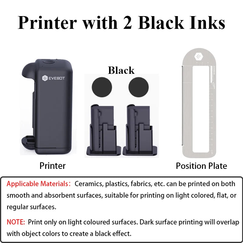 EVEBOT PRINTIND Handheld Inkjet Printer for Any Surface 1.02 Inch Nozzle Upgraded Portable Bluetooth Wireless Smart Printer