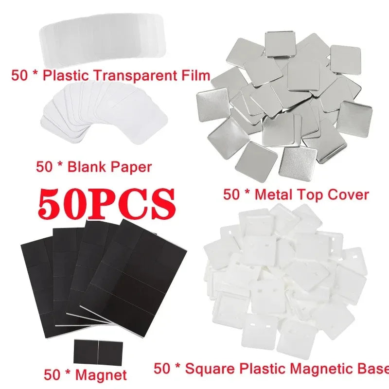 50x50mm Square Refrigerator Badge Press Machine Rotating Manual Making Fridge Magnet Badge Pins for Business Gifts Home Office