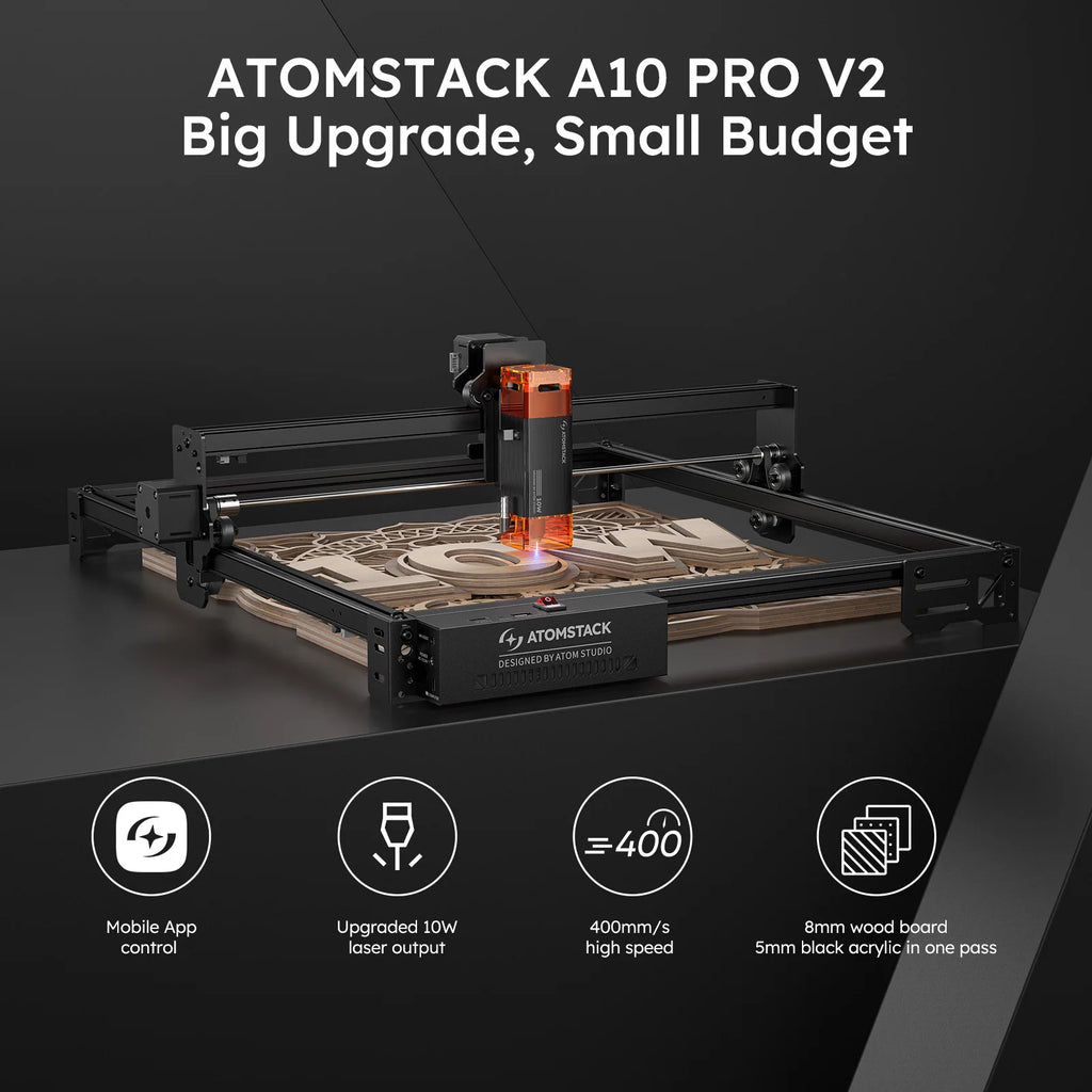 ATOMSTACK A10 Pro V2 Laser Engraving Wood Machine 12W CNC DIY high speed Laser Printer Cutter Engraver 410*380mm Engraver Area