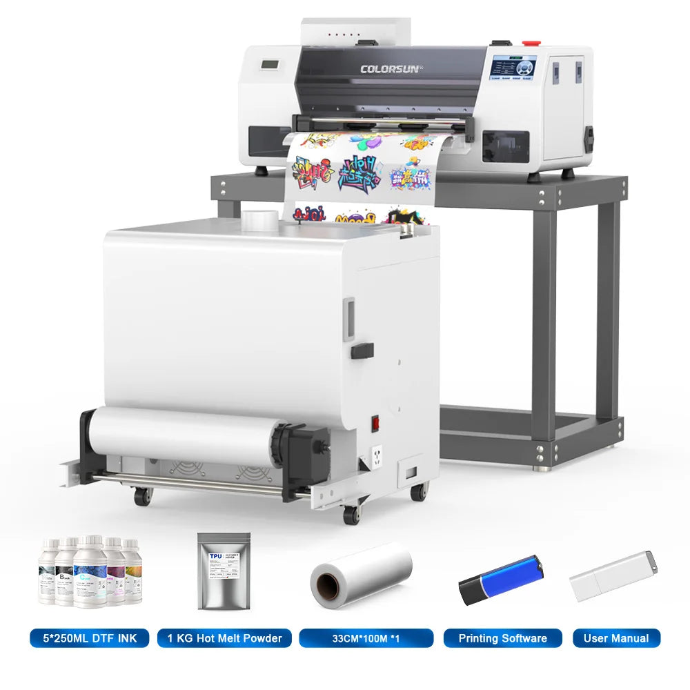 Colorsun A3 DTF Printer With Powder Shaker I3200HD Impresora A3 DTF Printing Machine A3 DTF Printers For T-shirt Hoodies Cloth